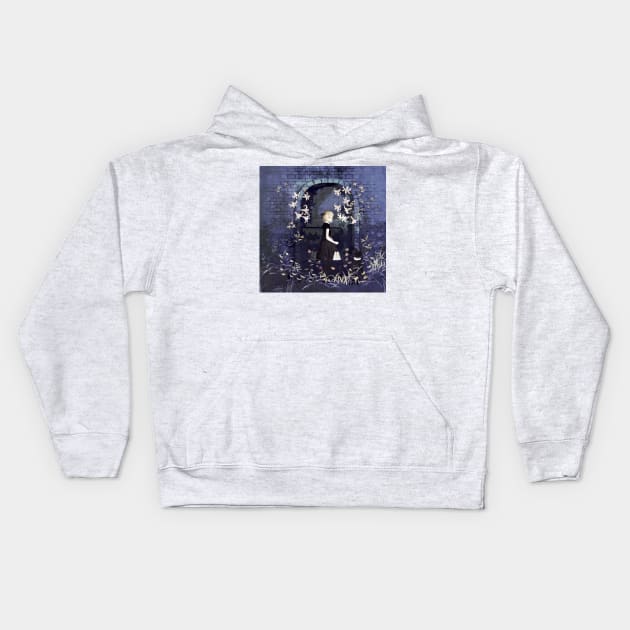 Door in the bush, night Kids Hoodie by rt0no